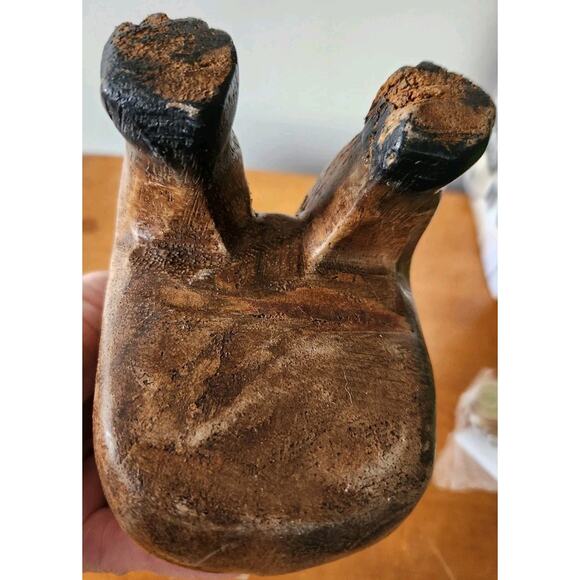 Vintage Folk Art Cat w/ Book & Red Tie Handmade Wooden Whimsical Shelf Sitter 7" - Picture 9 of 11